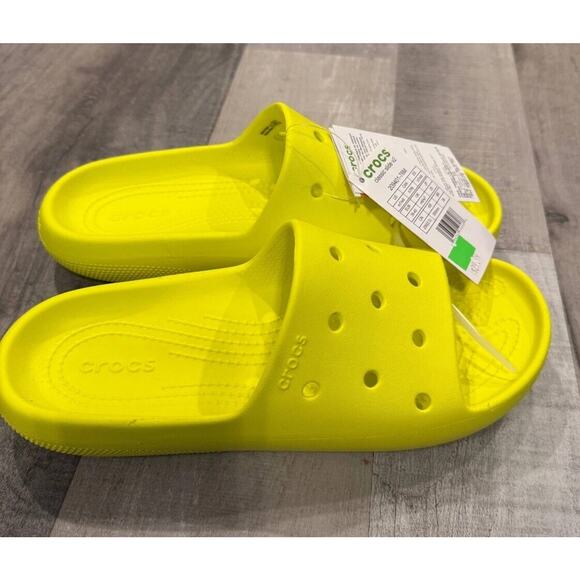 NWT Crocs Classic Slide Sandals Sz M7/W9 Yellow Rubber Open Toe Casual Slip On - Picture 1 of 7